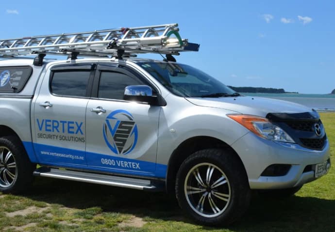Vertex Security Solutions service vehicle in the Bay of Plenty